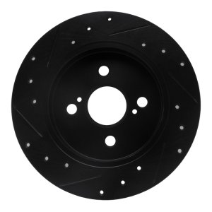Toyota Yaris Brake Rotor (1) - Rear Right - R1 Concepts - Drilled & Slotted - Black - `12-`18